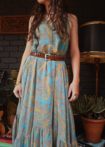 Eustoma Silk Crepe Swing Maxi Dress ~ Danube XL