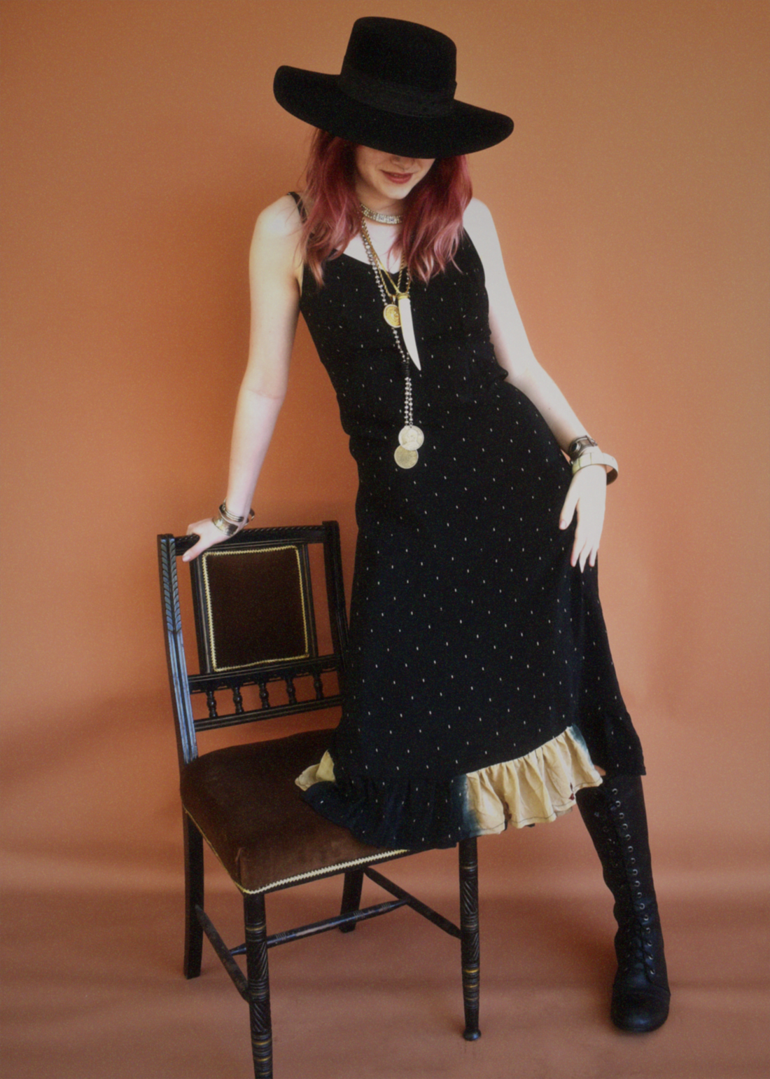 Rumex Silk Slip Dress ~ Indigo S