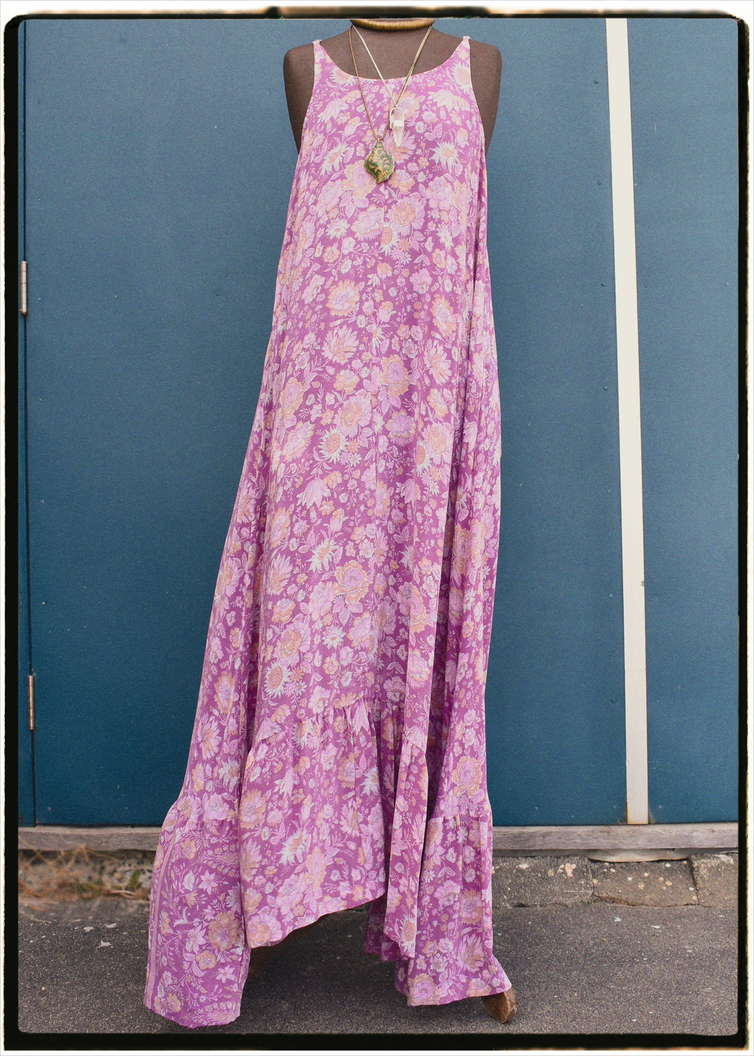 Eustoma Silk Crepe Swing Maxi Dress ~ Rapture XL