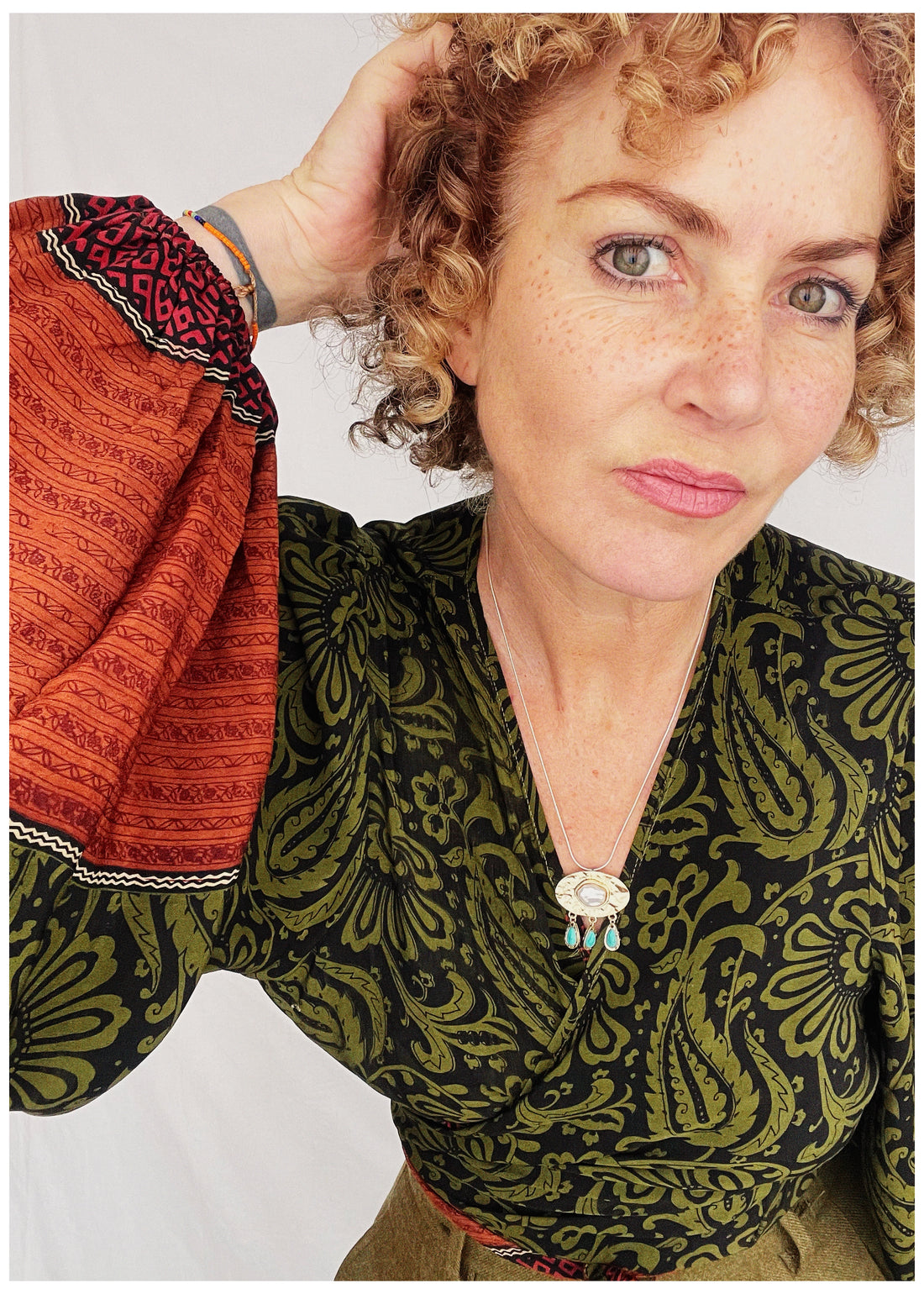 Hoya Silk Crepe Balloon Sleeve Wrap Top ~ Ozone L