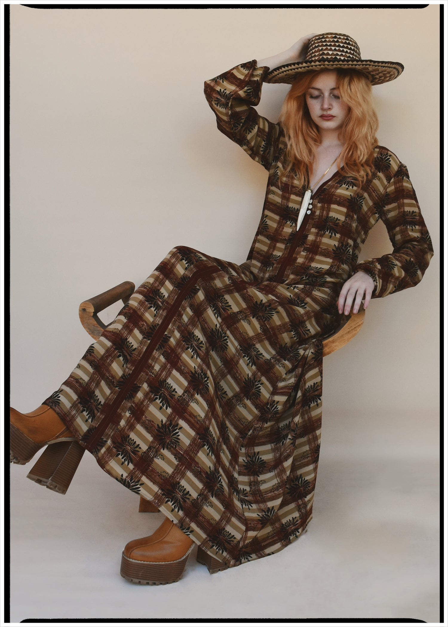 Zea Silk Crepe Kaftan Maxi Dress ~  Auburn XS