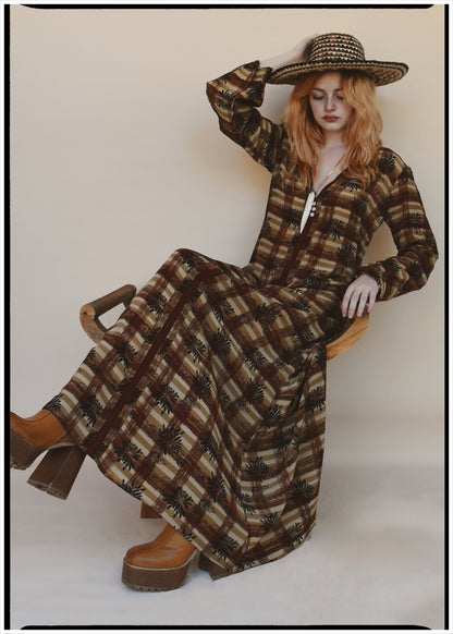 Zea Silk Crepe Kaftan Maxi Dress ~  Auburn XS