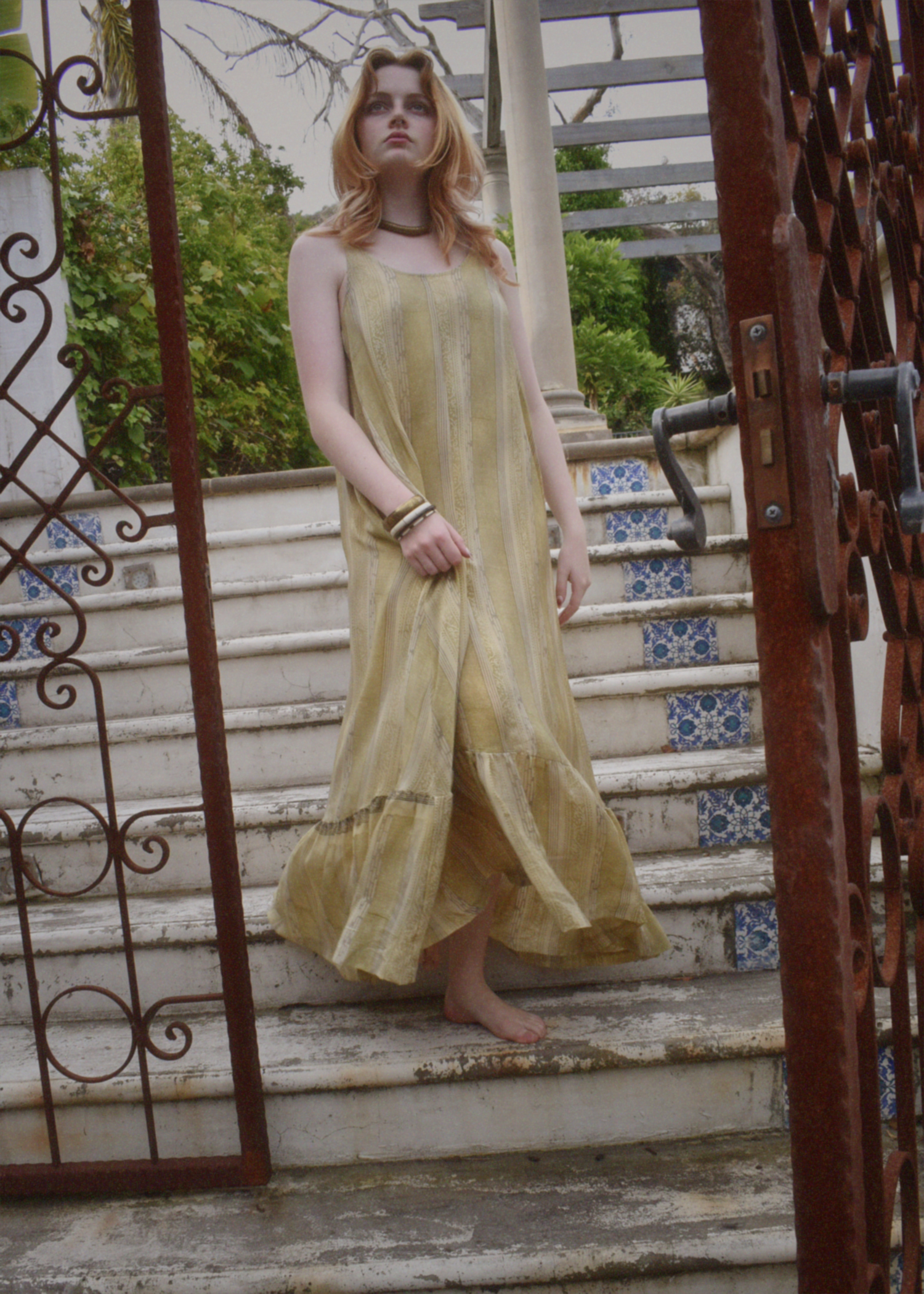 Eustoma Silk Crepe Swing Maxi Dress ~ Arctic M