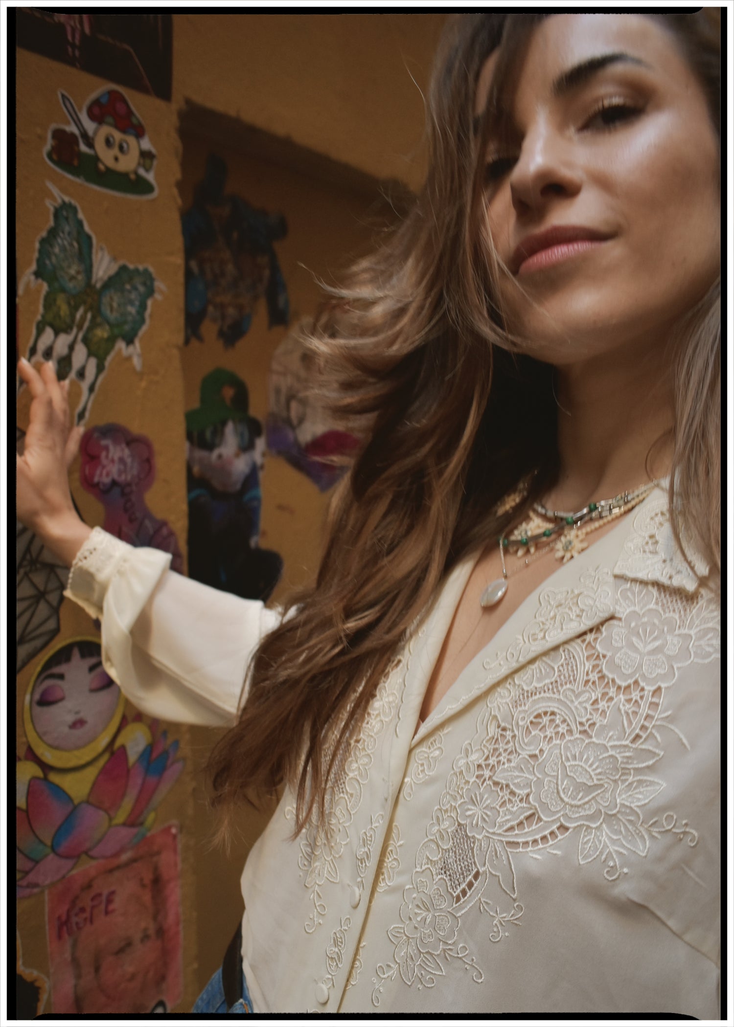 Tilia Silk Crepe Cut-Work Embroidered Shirt ~ Antique White