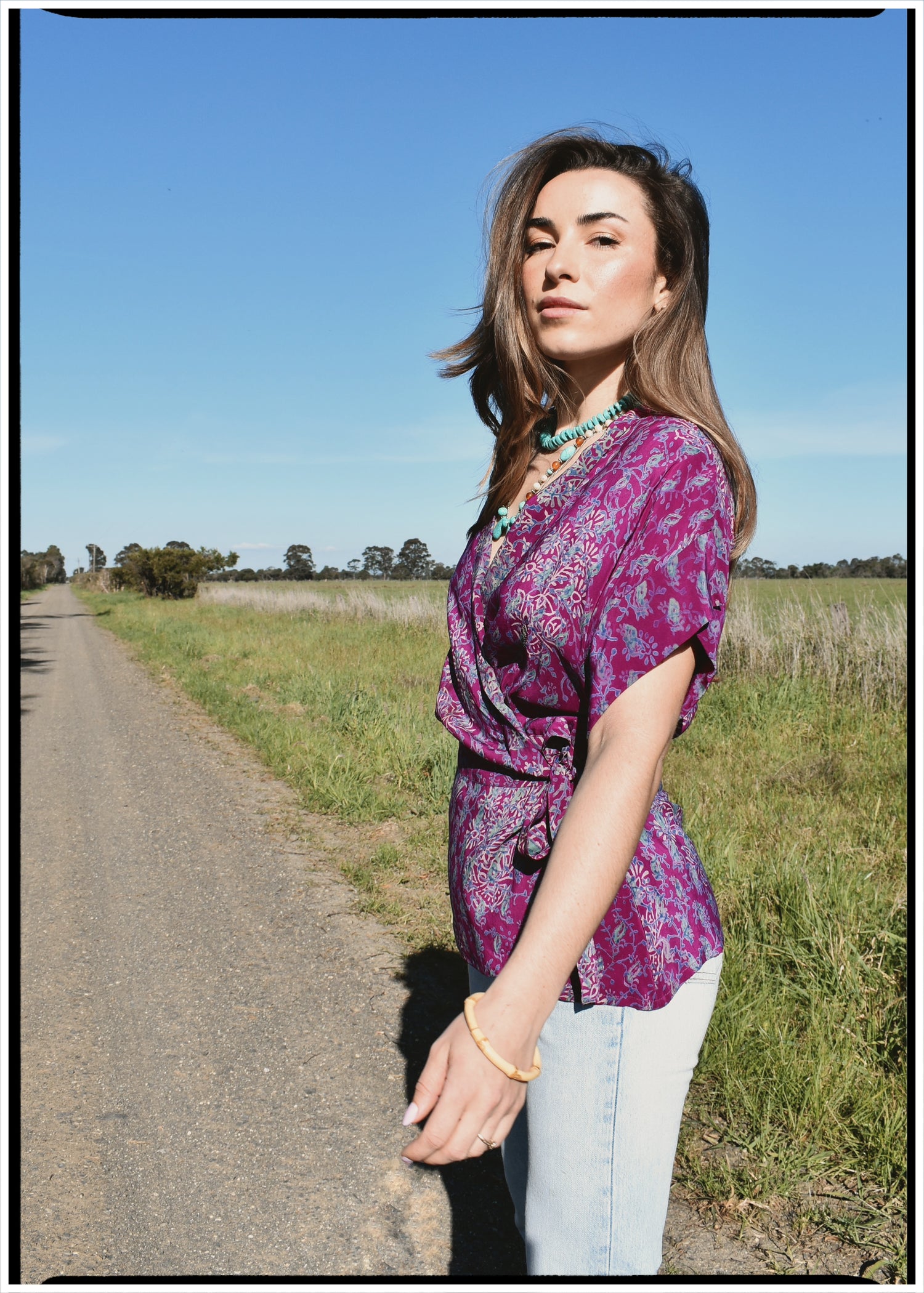 Bassia Silk Crepe Cross Tie Front Blouse ~ Serice M