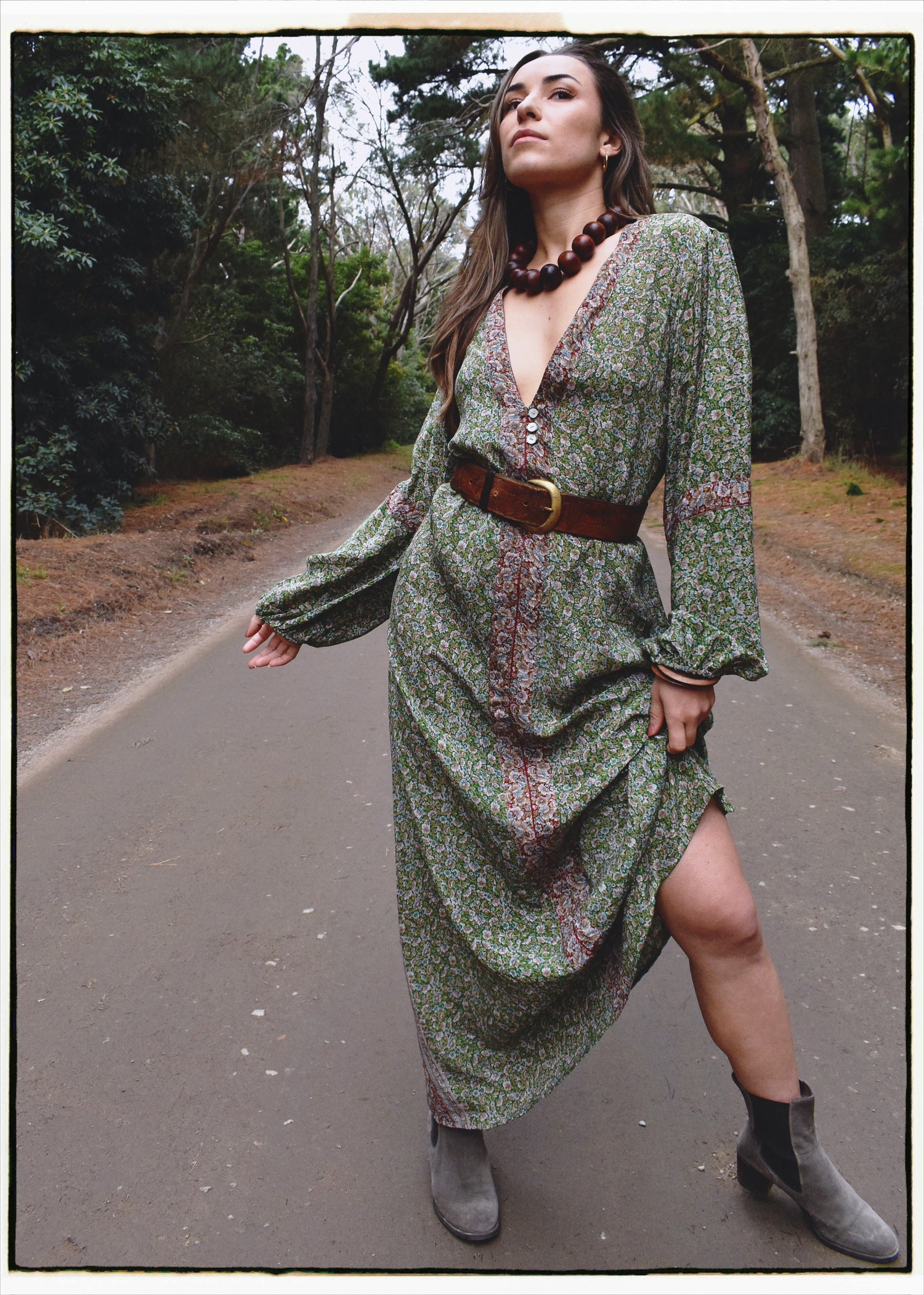 Zea Silk Crepe Kaftan Maxi Dress ~  Liberty M