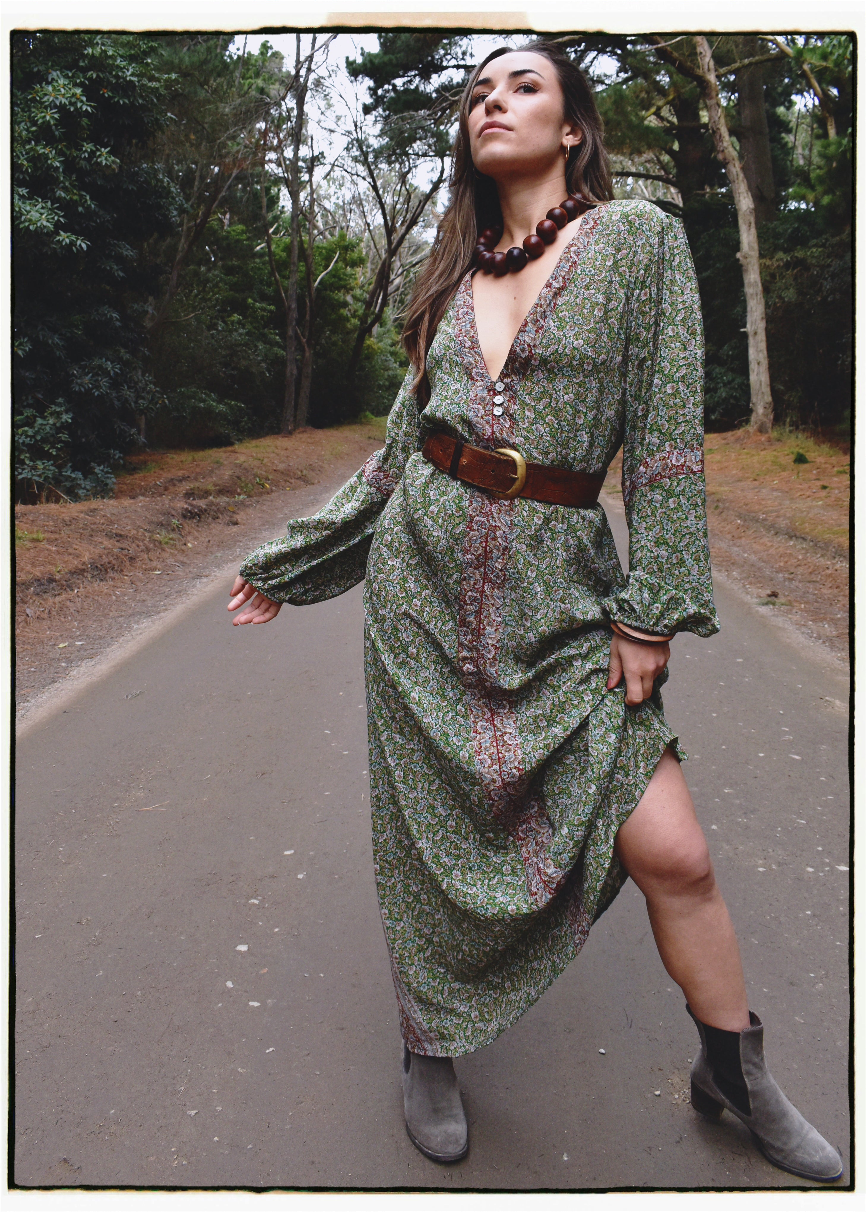 Zea Silk Crepe Kaftan Maxi Dress ~  Liberty M