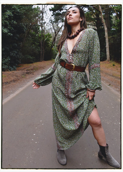 Zea Silk Crepe Kaftan Maxi Dress ~  Liberty M