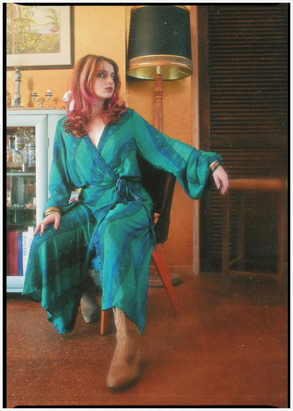 Caladium Wrap Silk Dress ~ Dynasty L