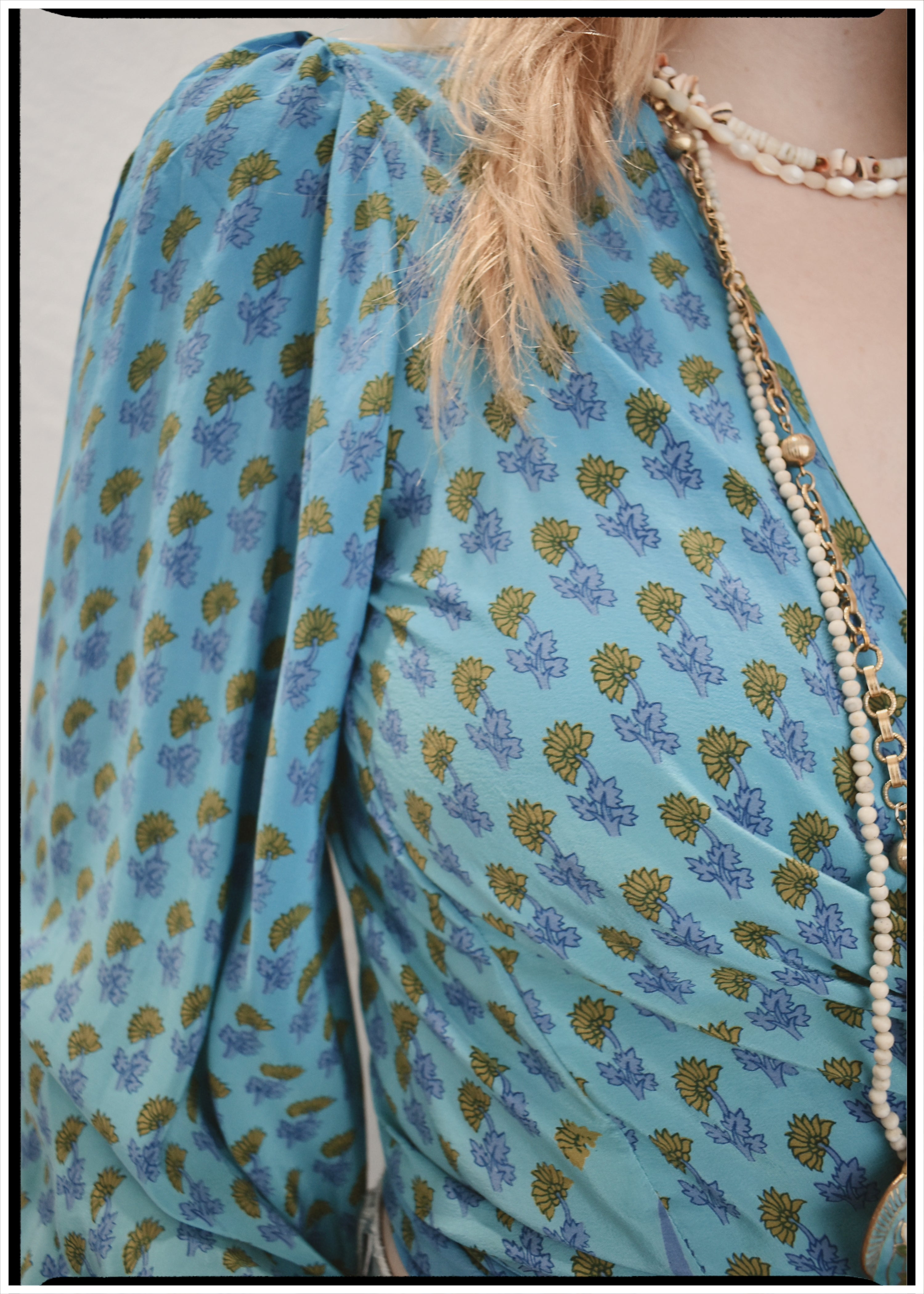 Hoya Silk Crepe Balloon Sleeve Wrap Top ~ Saxony XS