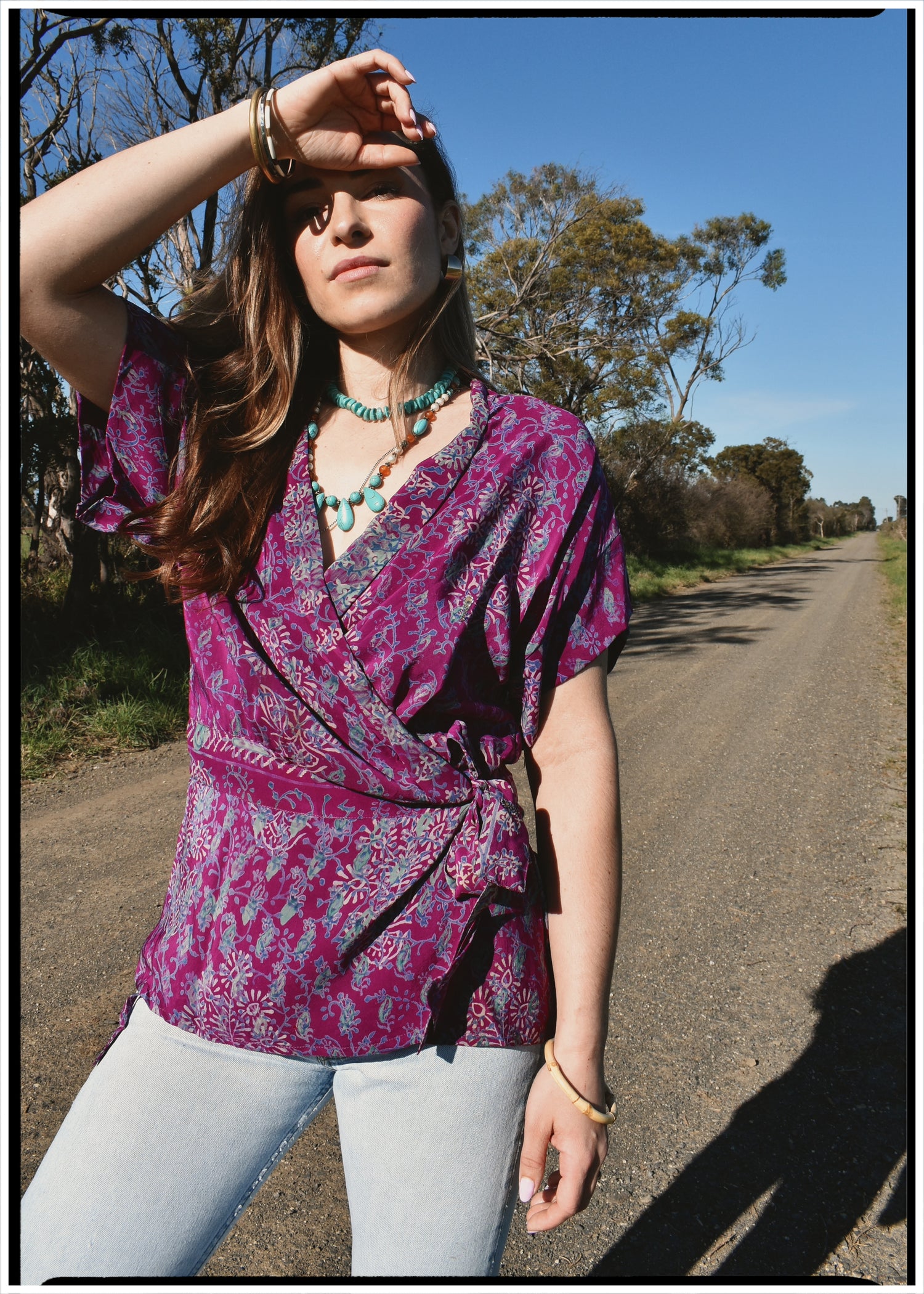 Bassia Silk Crepe Cross Tie Front Blouse ~ Serice M