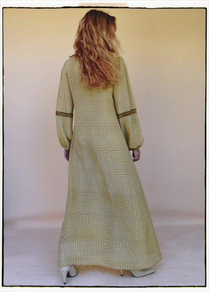Zea Silk Crepe Kaftan Maxi Dress ~  Cleopatra XS