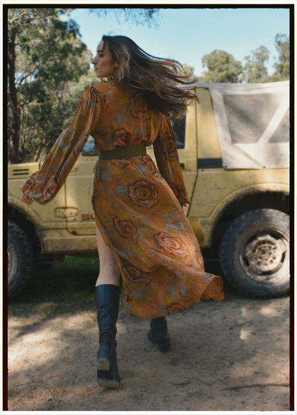 Caladium Wrap Silk Dress ~ Cardinal M