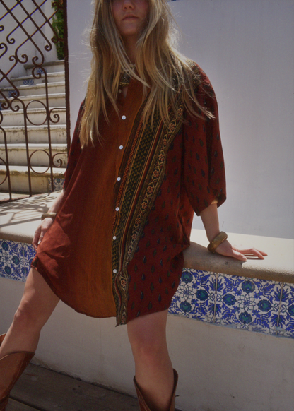 Astralagus Silk Crepe Oversized Shirt ~ Safari