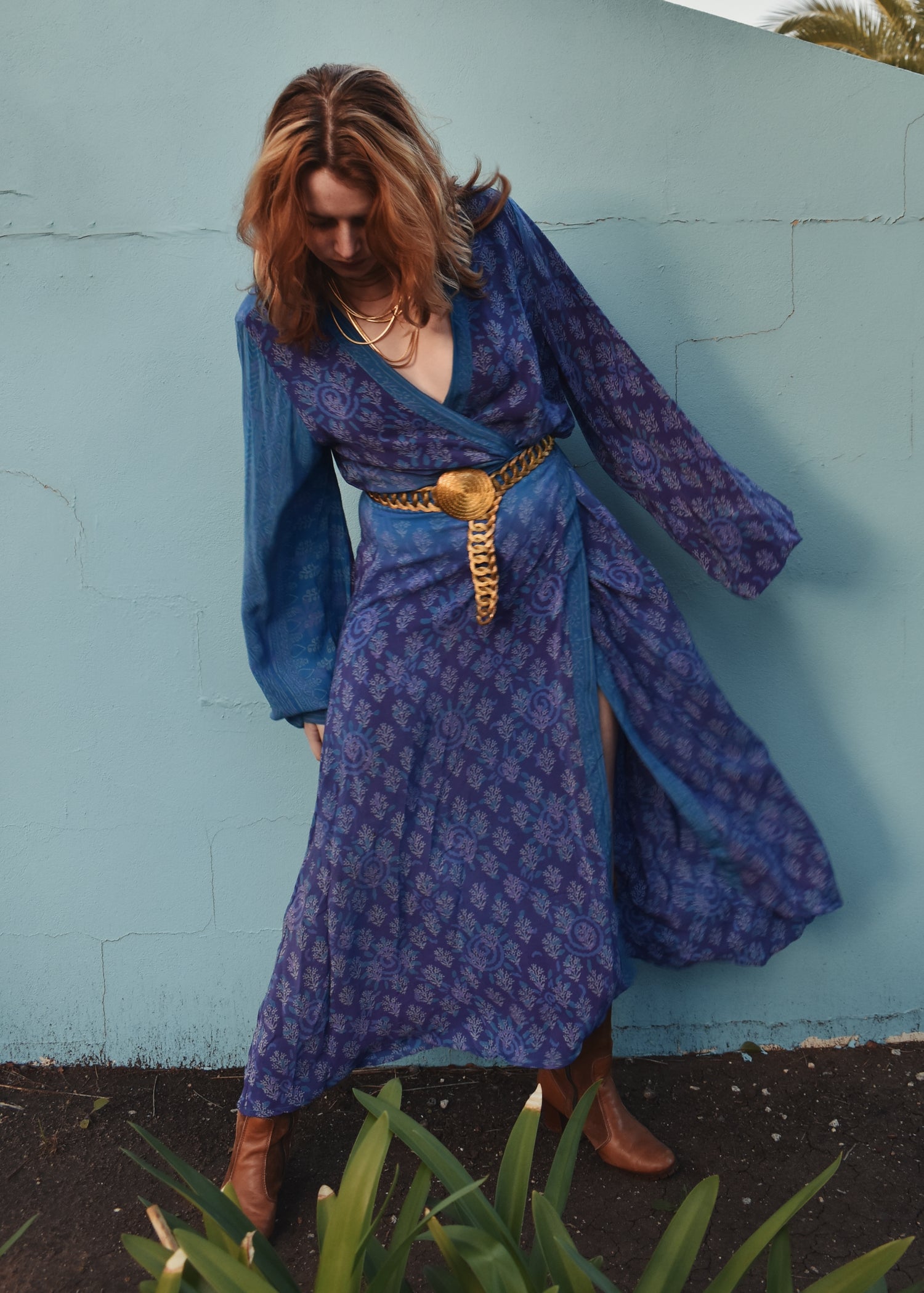 Caladium Wrap Silk Dress ~  Dazzling XL