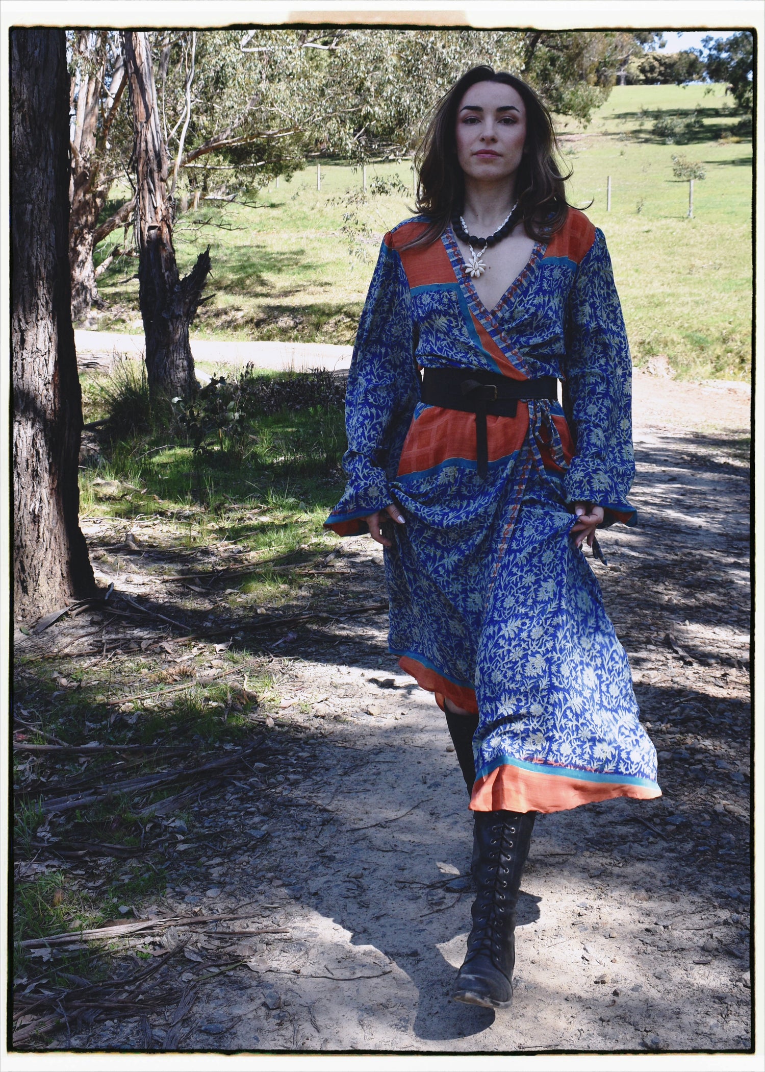 Caladium Wrap Silk Dress ~ Mosaic XL