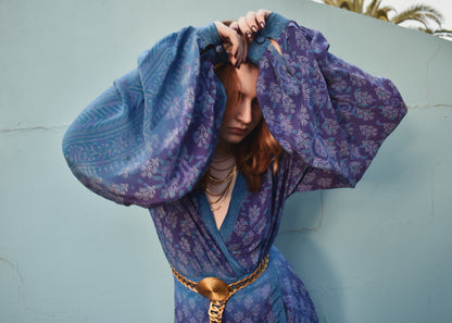 Caladium Wrap Silk Dress ~  Dazzling XL