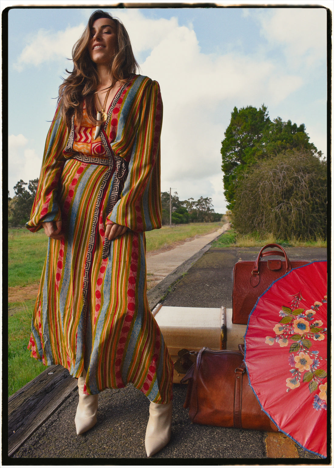 Caladium Wrap Silk Dress ~ Karanda M