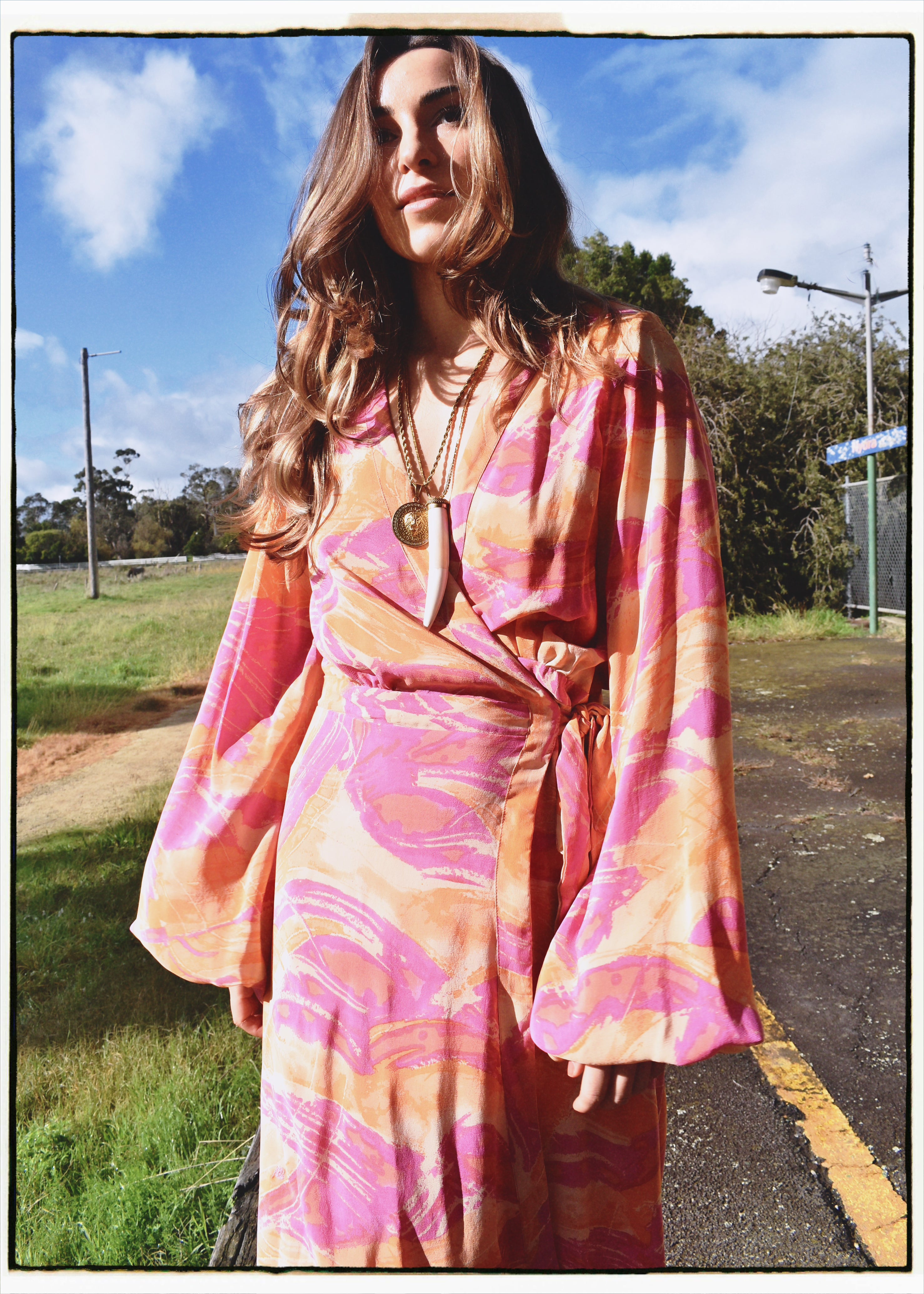 Caladium Silk Wrap Dress ~ Sun Kissed S