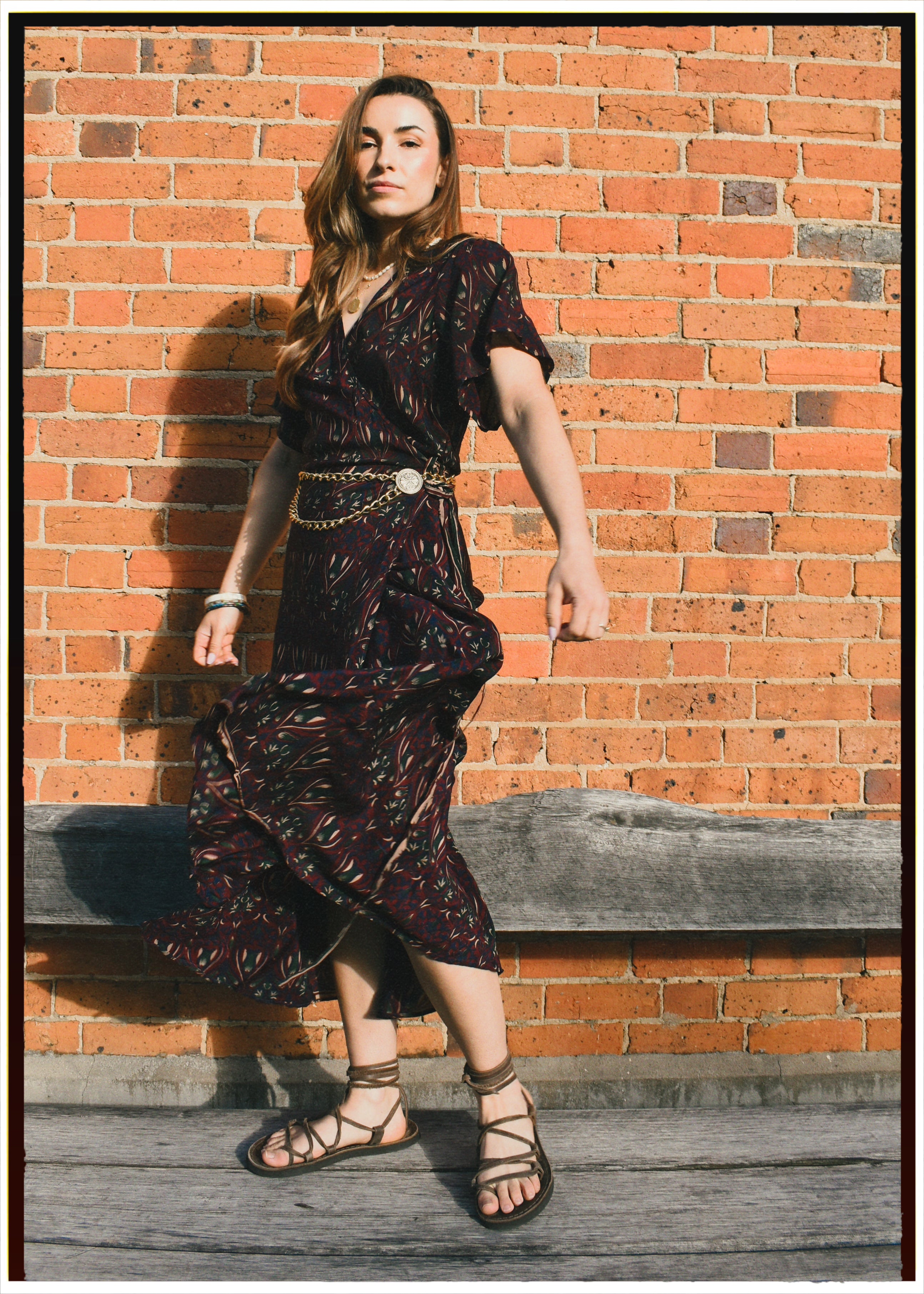 Liatris Silk Crepe Flutter Sleeve Wrap Dress ~ Brandy L