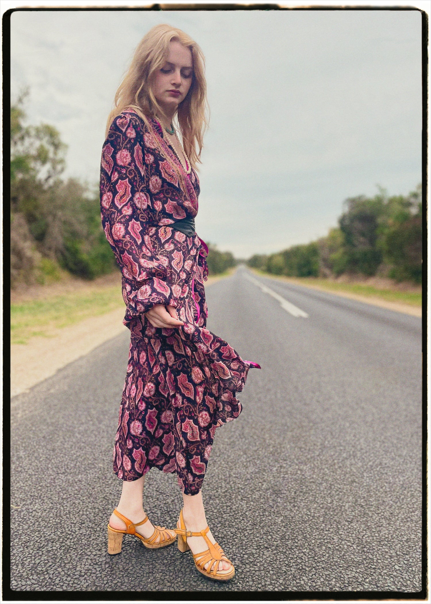 Caladium Wrap Silk Dress ~ Paisley XL