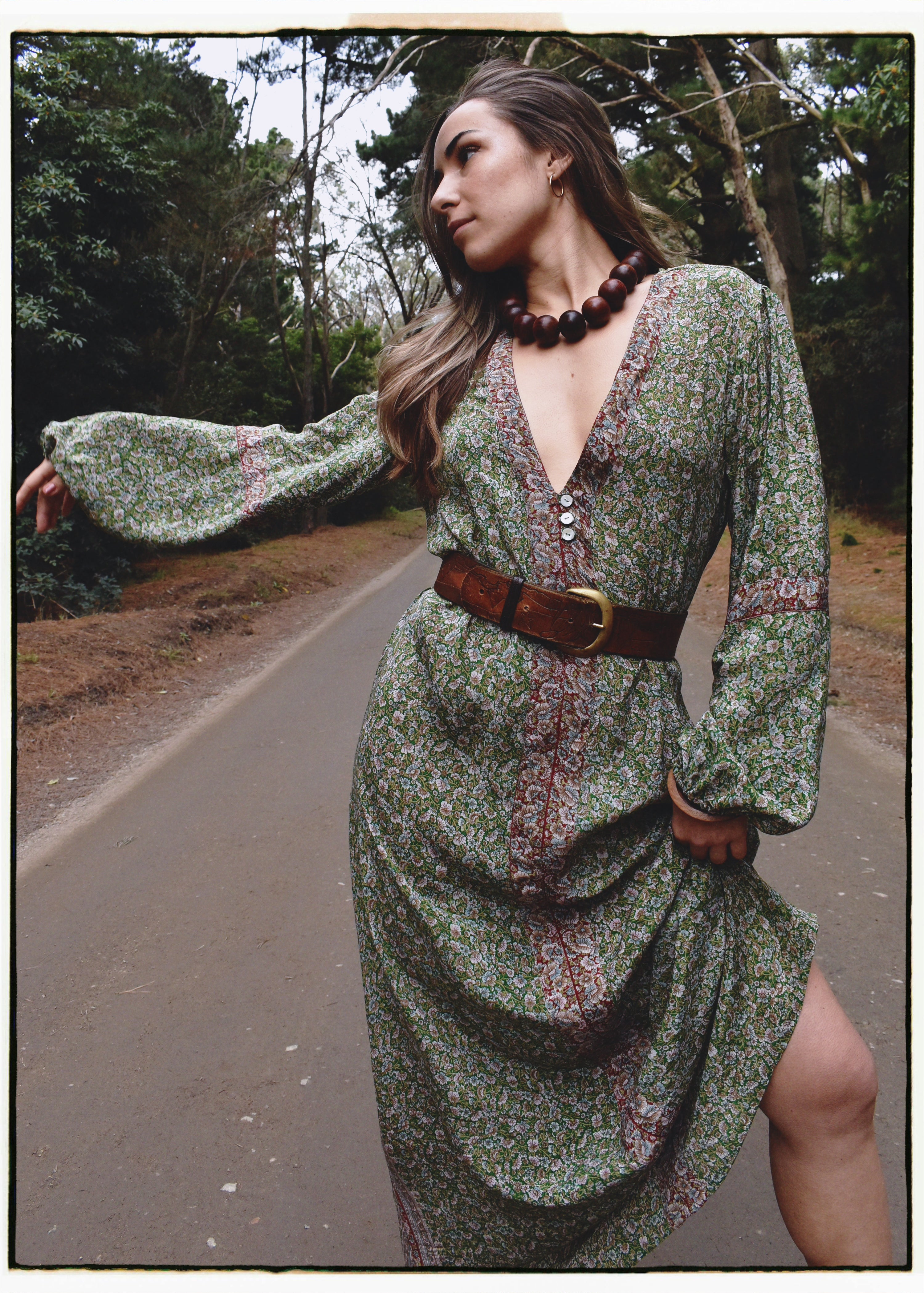 Zea Silk Crepe Kaftan Maxi Dress ~  Liberty M