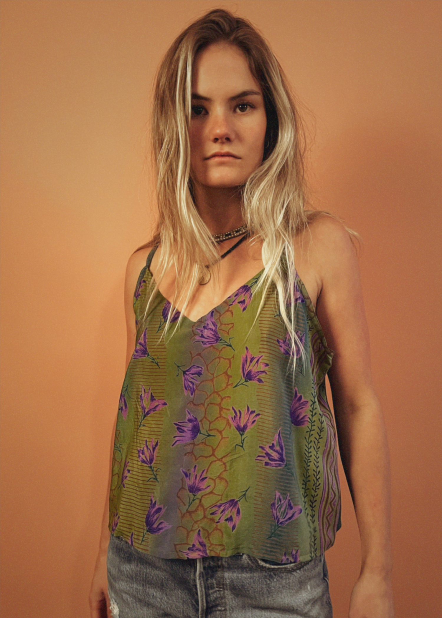 Reseda Silk Crepe Camisole Top ~ Amparo XL