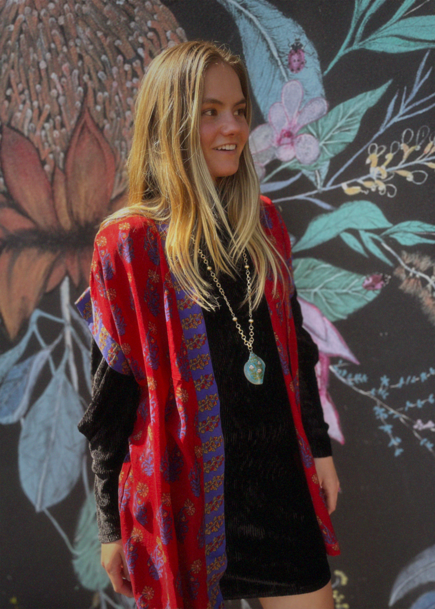 Pilea Silk Crepe Wrap Kimono Top ~ Canton L/XL