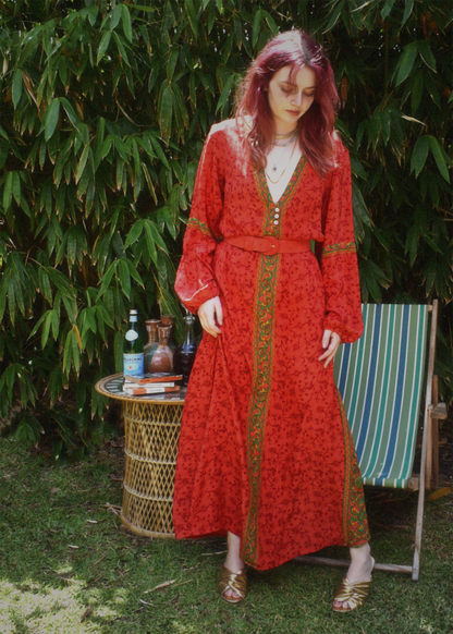 Zea Silk Crepe Kaftan Maxi Dress ~  Ibis S, M &amp; XL