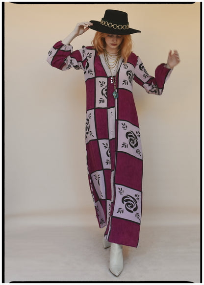 Zea Silk Crepe Kaftan Maxi Dress ~  Rapture XS