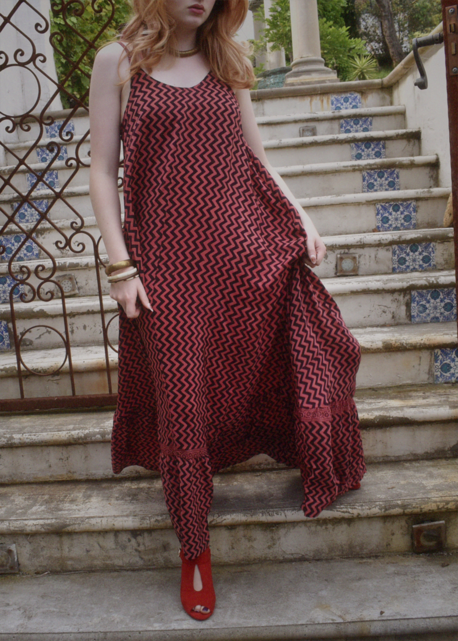 Eustoma Silk Crepe Swing Maxi Dress ~ Jagger M