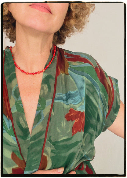 Pilea Silk Crepe Wrap Kimono Top ~ Tapestry L/XL