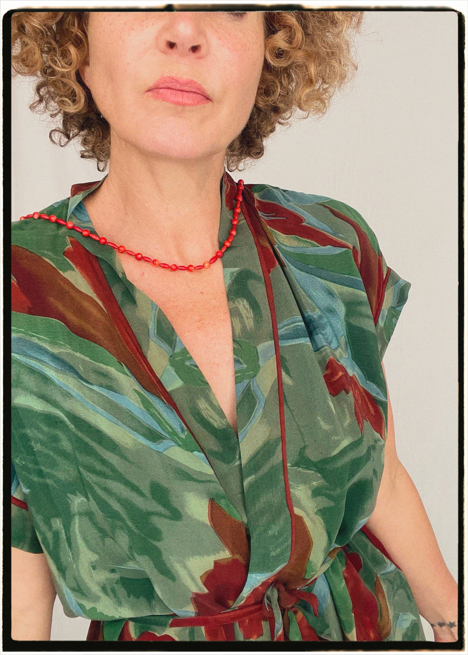 Pilea Silk Crepe Wrap Kimono Top ~ Tapestry L/XL