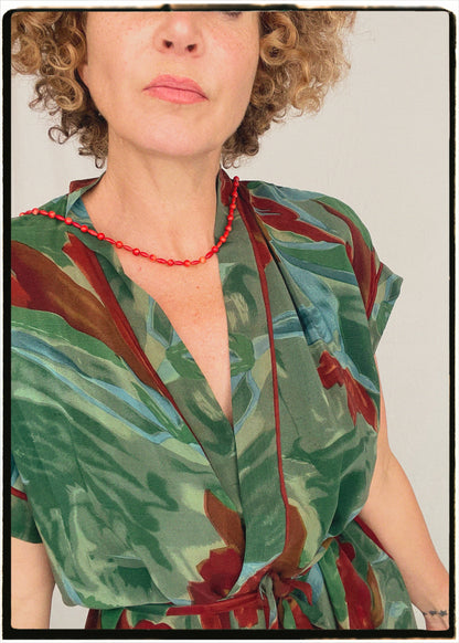 Pilea Silk Crepe Wrap Kimono Top ~ Tapestry L/XL
