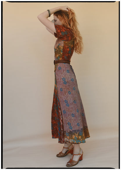 Liatris Silk Crepe Flutter Sleeve Wrap Dress ~ Persimmon XS