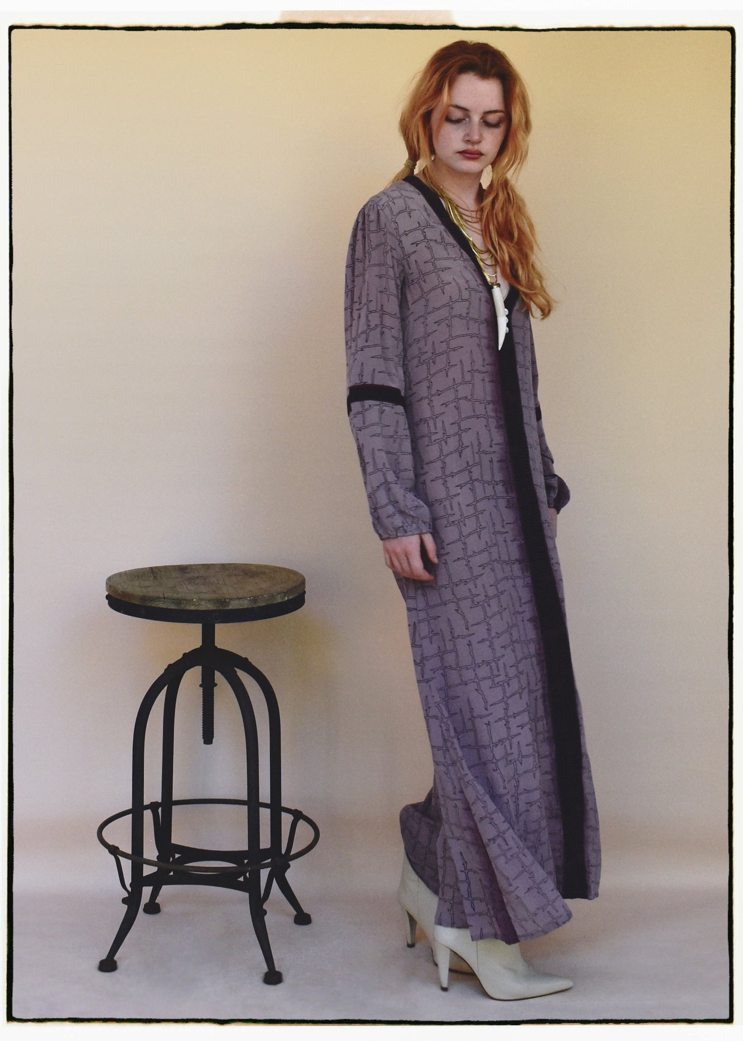 Zea Silk Crepe Kaftan Maxi Dress ~  Azurine XS