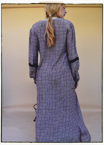 Zea Silk Crepe Kaftan Maxi Dress ~  Azurine XS