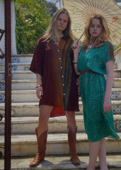 Astralagus Silk Crepe Oversized Shirt ~ Safari