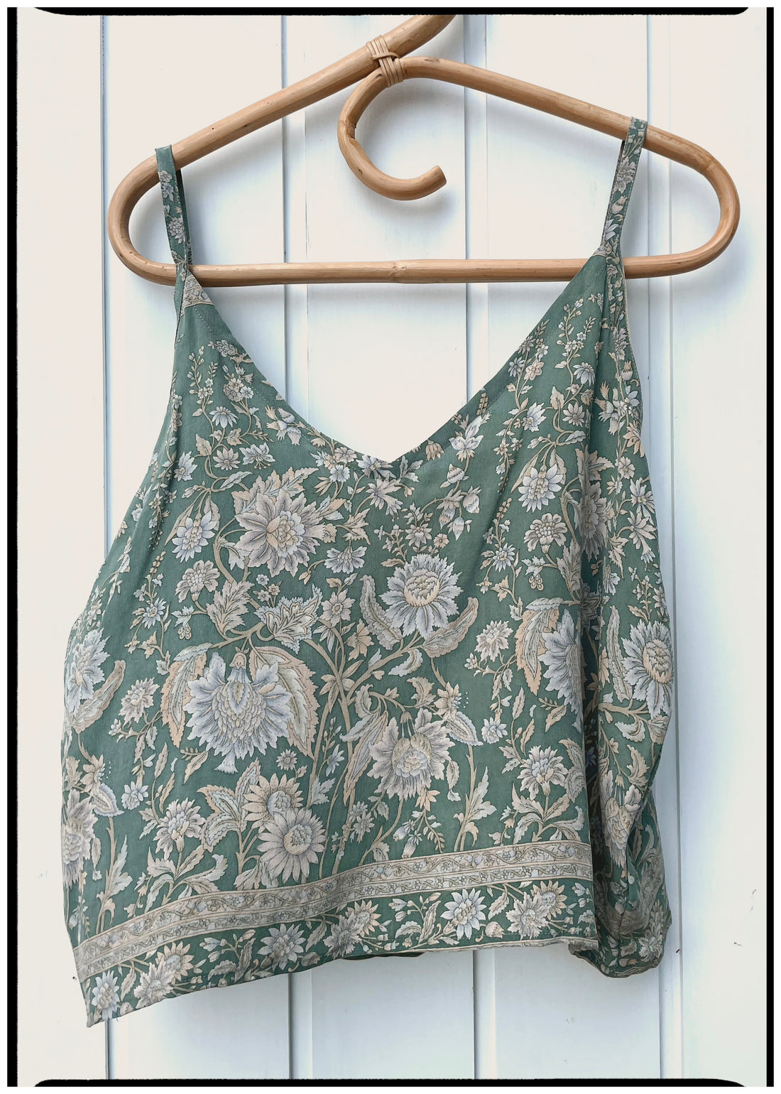 Reseda Silk Crepe Camisole Top ~  Moss L