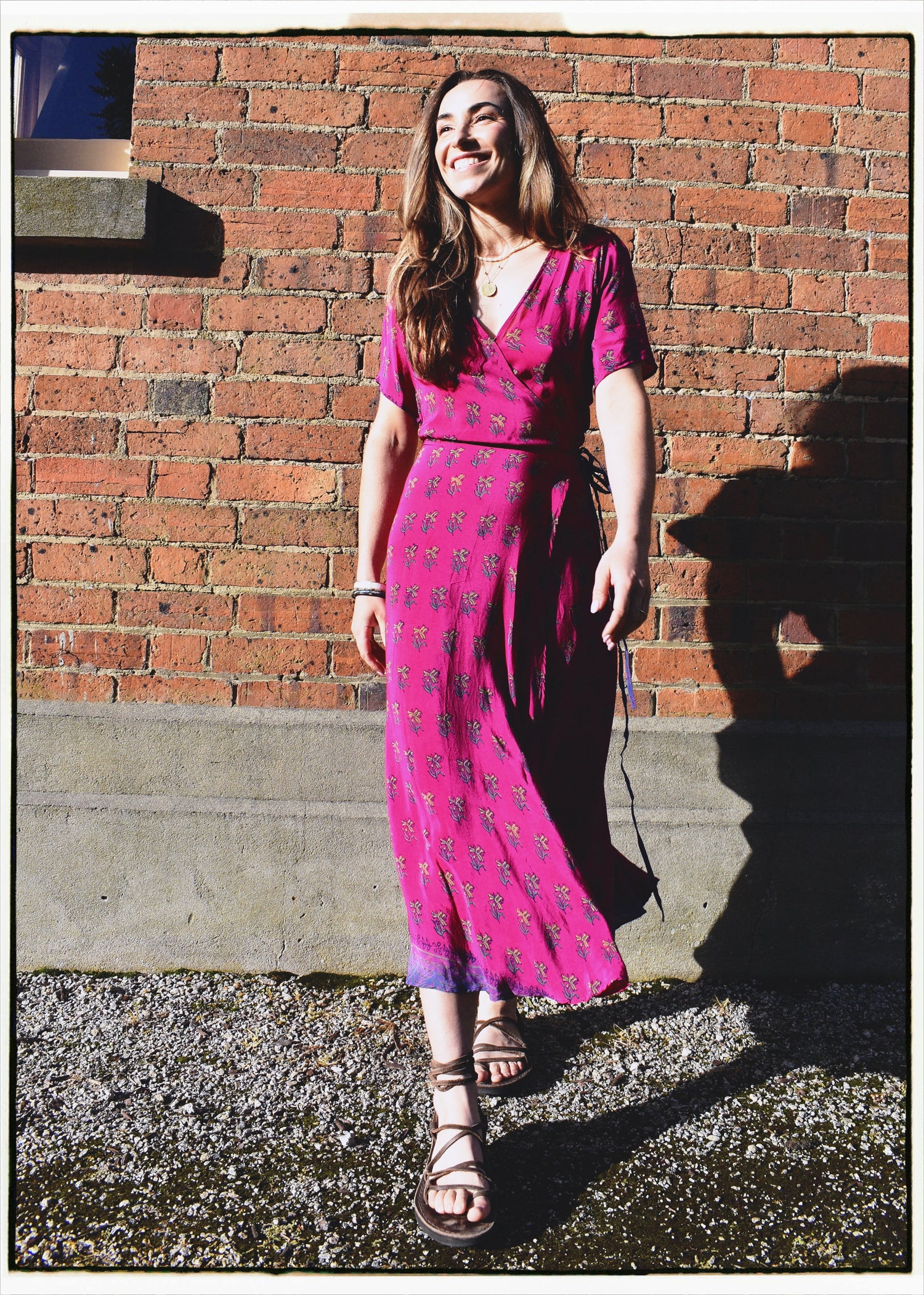 Liatris Silk Crepe Flutter Sleeve Wrap Dress ~ Baroque XS