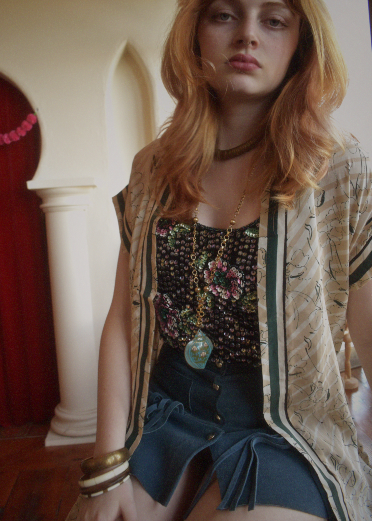 Pilea Silk Crepe Wrap Kimono Top ~ Crema S/M