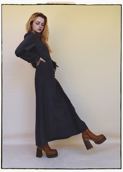 Zea Silk Crepe Kaftan Maxi Dress ~  Insignia XS