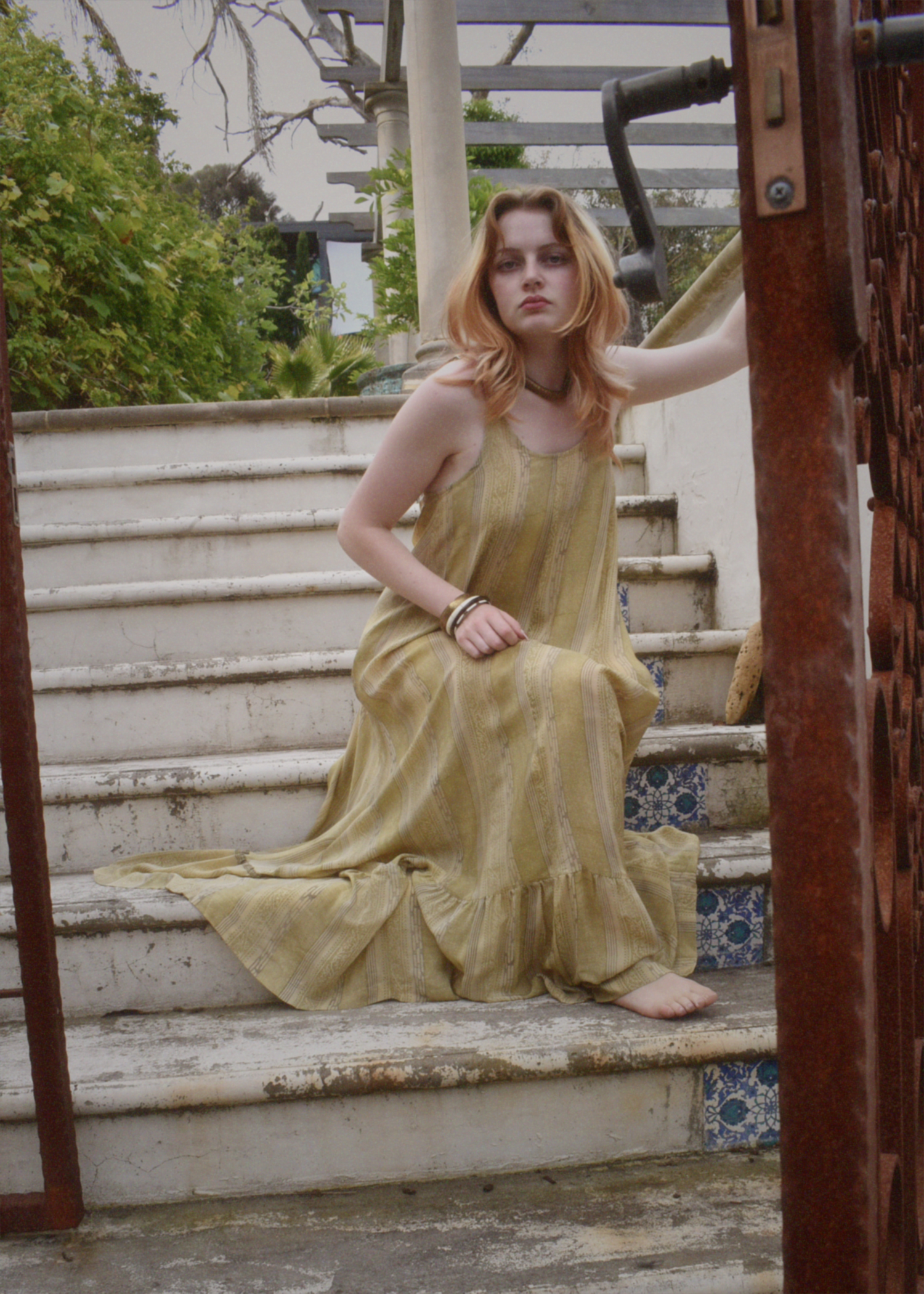 Eustoma Silk Crepe Swing Maxi Dress ~ Arctic M