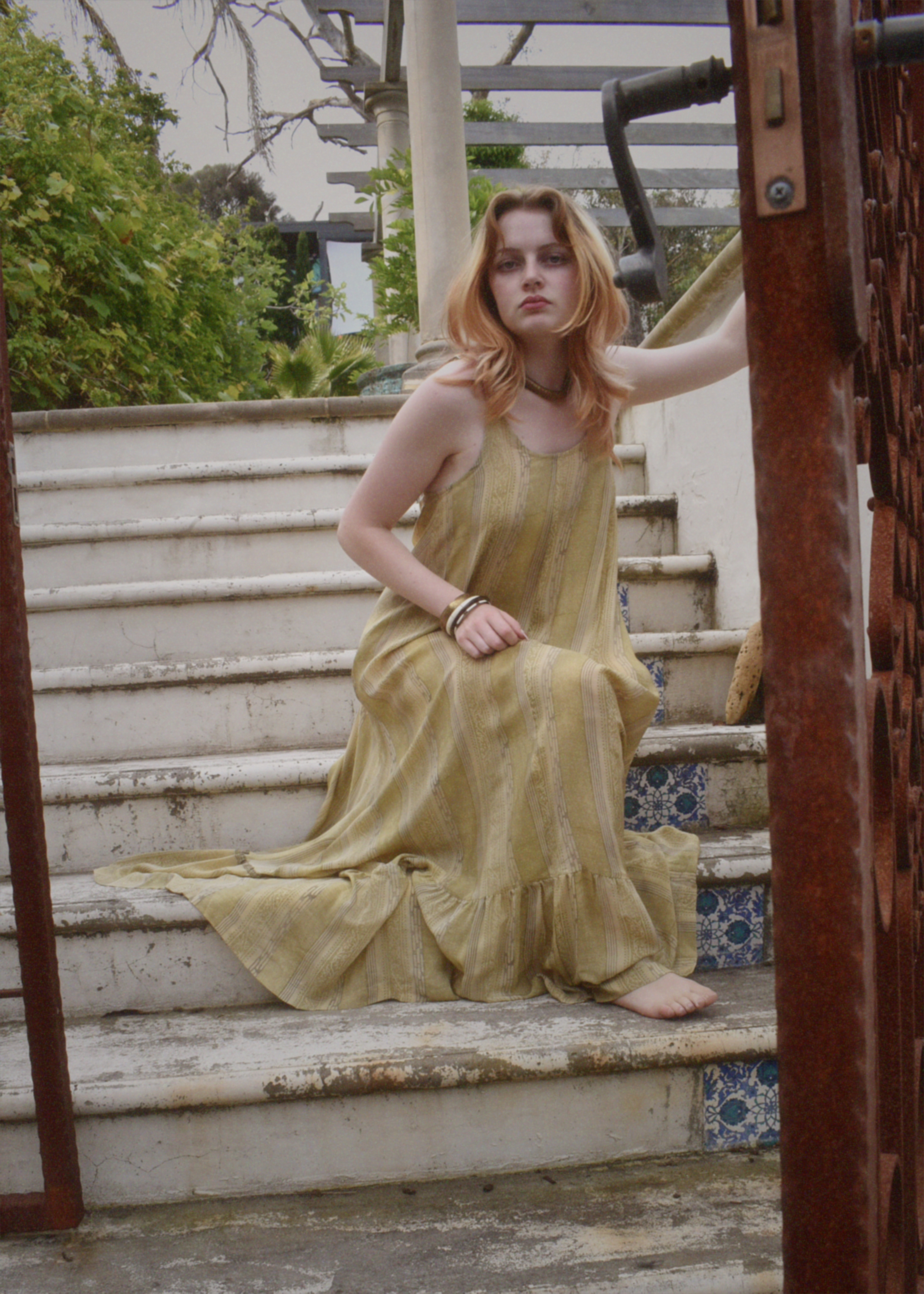 Eustoma Silk Crepe Swing Maxi Dress ~ Arctic M