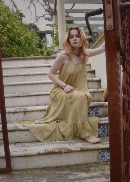 Eustoma Silk Crepe Swing Maxi Dress ~ Arctic M