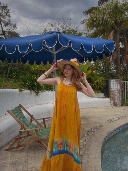 Eustoma Silk Crepe Swing Maxi Dress ~  Honey S