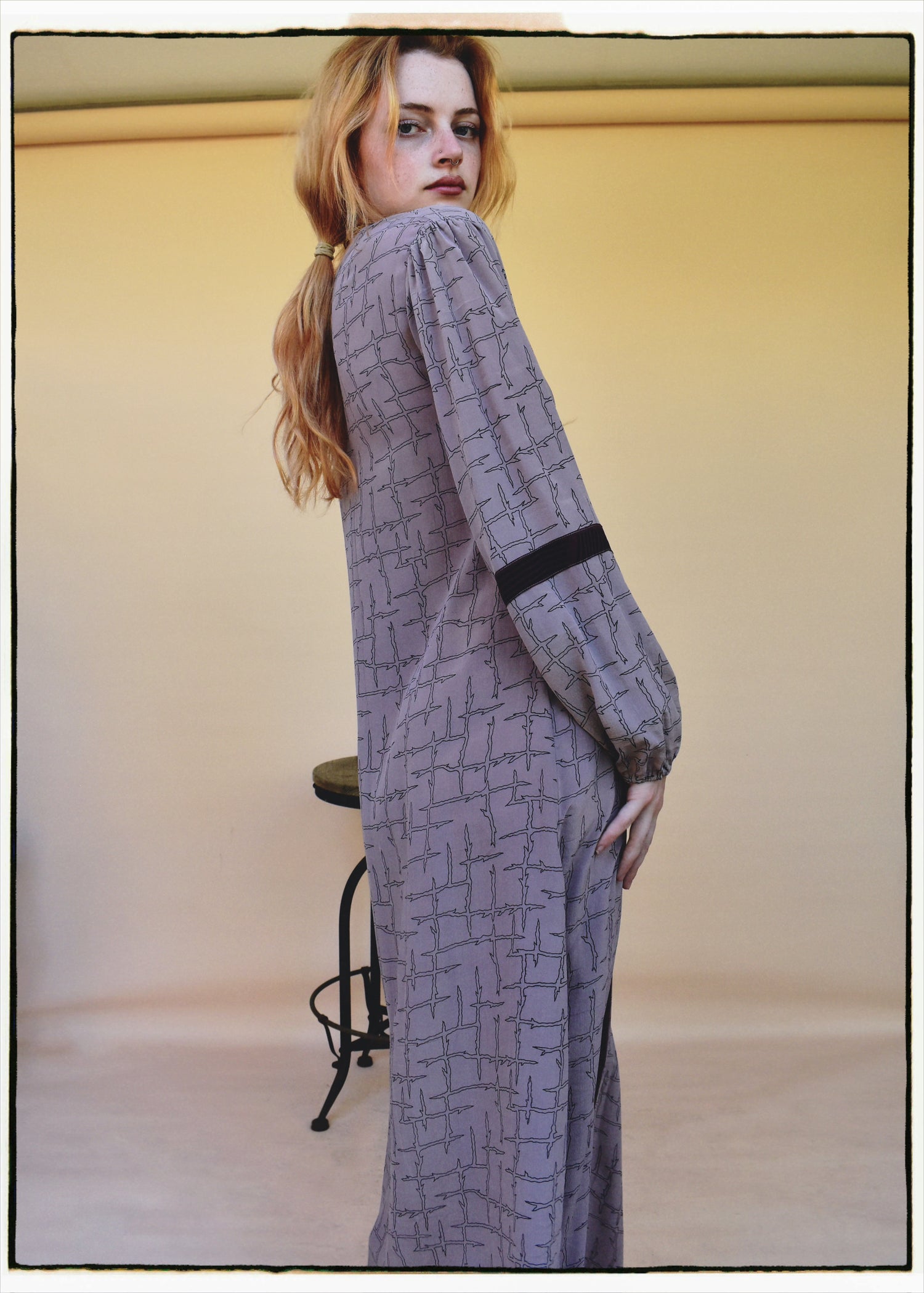 Zea Silk Crepe Kaftan Maxi Dress ~  Azurine XS