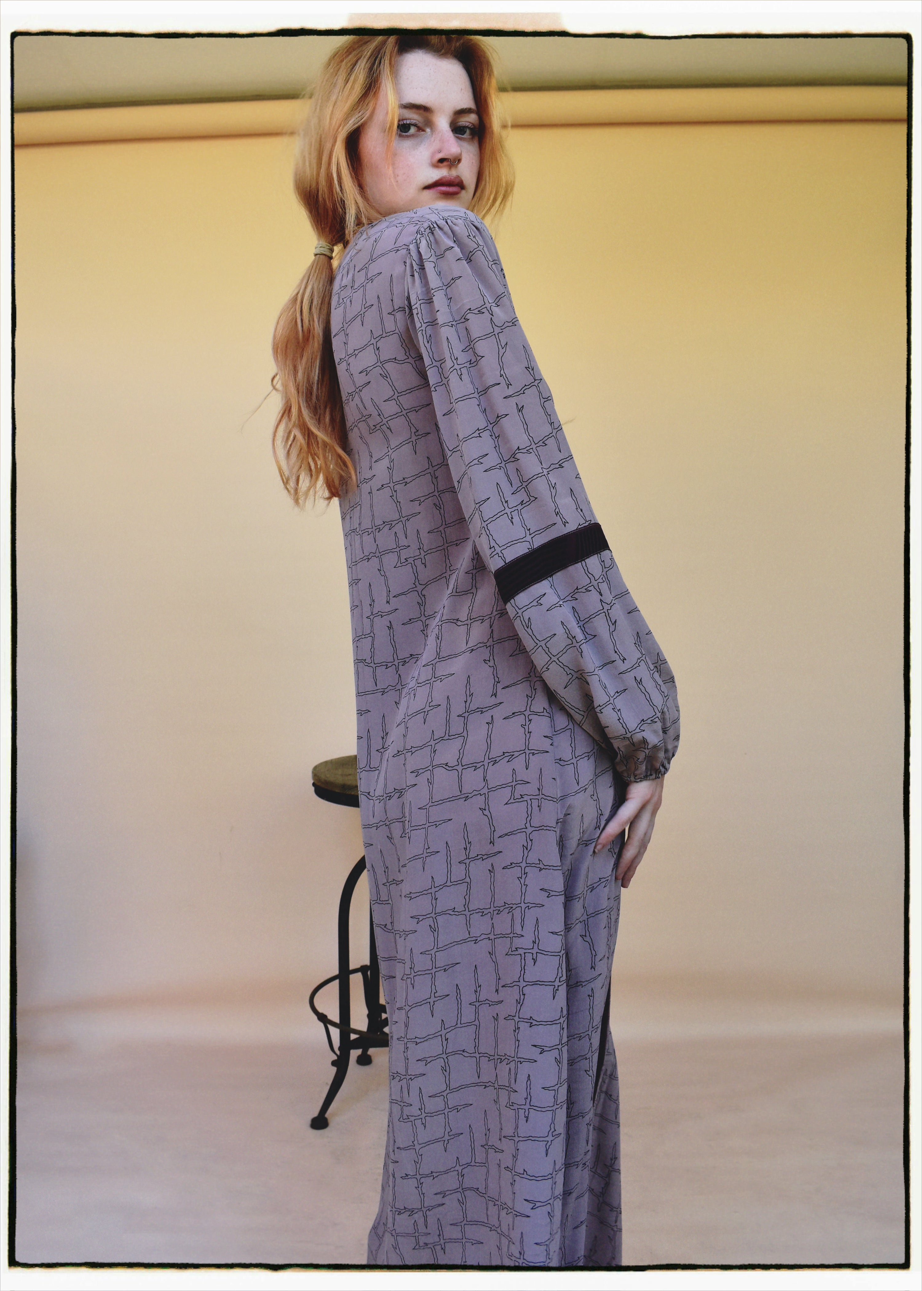 Zea Silk Crepe Kaftan Maxi Dress ~  Azurine XS