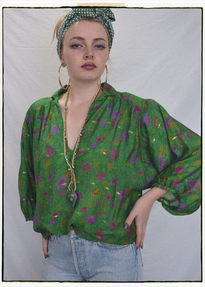 Ochna Silk Crepe Shirt ~ Sapphire S