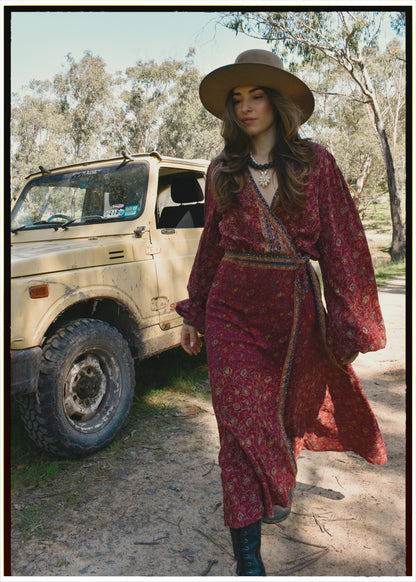 Caladium Wrap Silk Dress ~ Pompeian L